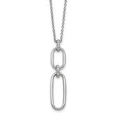 Sterling SilverRhodium-Rhodium-Plated Polished CZ with 2in ext. Necklace